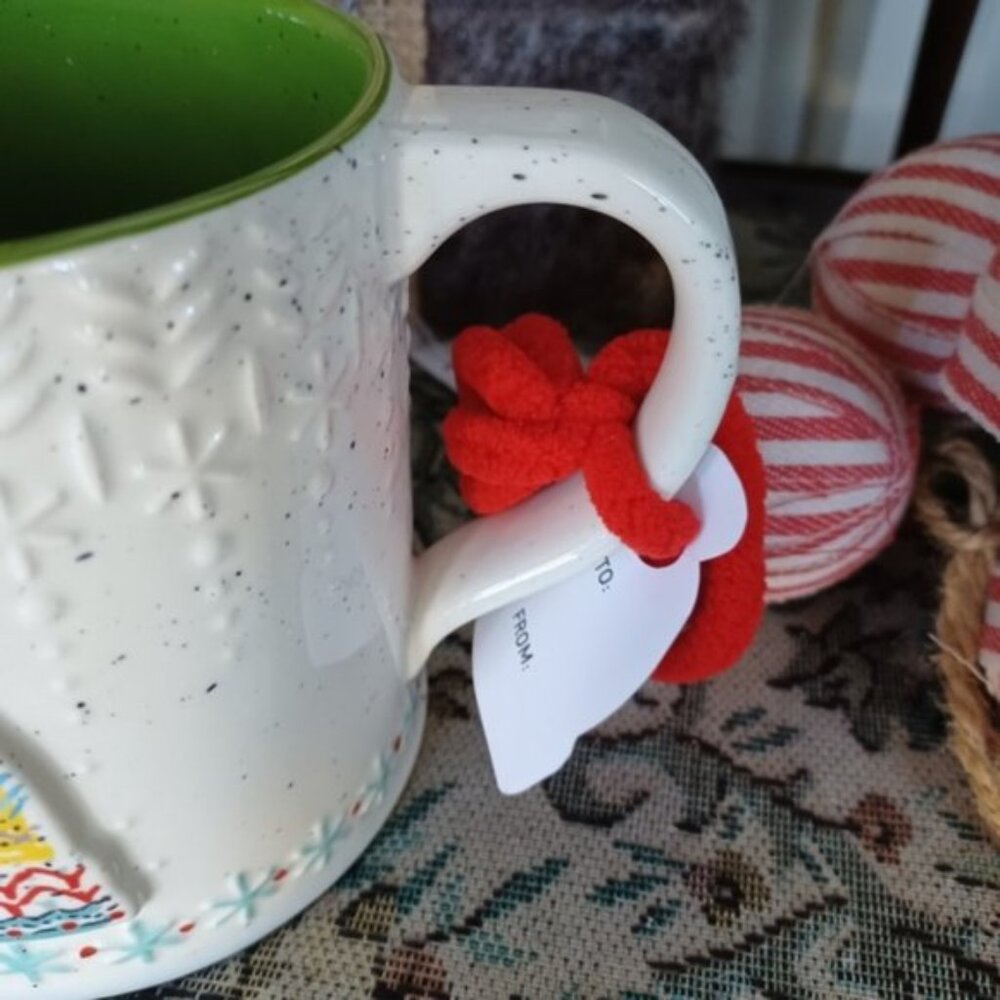 ANTHROPOLOGIE Bundle Up Monogram Holiday Mug “R” | 19.5oz | NWT - Picture 3 of 6